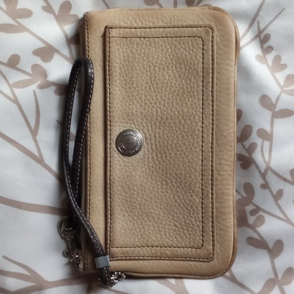 Coach Tan Leather Wristlet - Picture 1 of 4